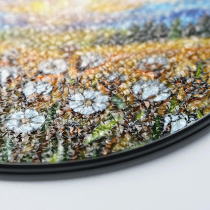 Moonlit Wildflower Meadow Stained Glass Suncatcher – Nature Scene Window Decor Gift for Garden Lovers