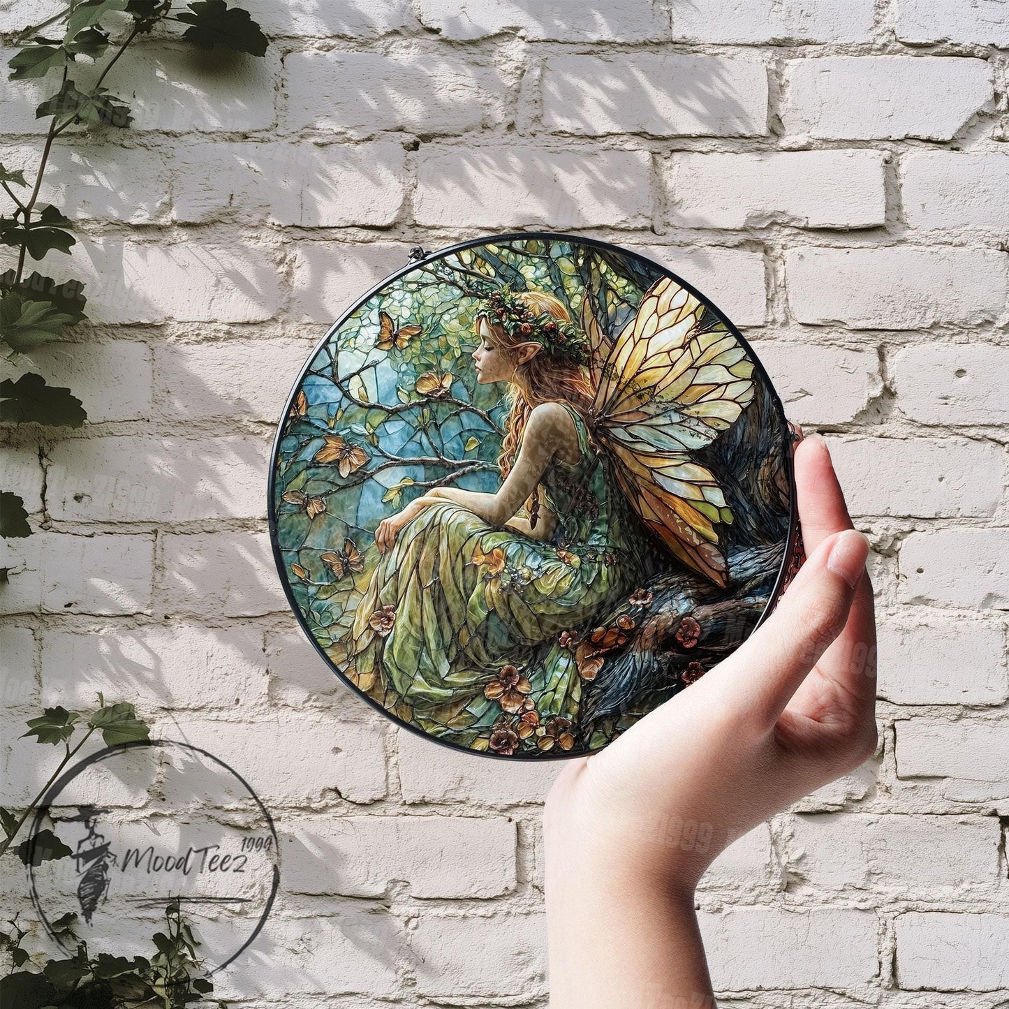 Fairy Stained Glass Window Hanging, Enchanting Nature Art, Fantasy Home Decor, Magical Fairy Art, Unique Gift for Fantasy Lovers