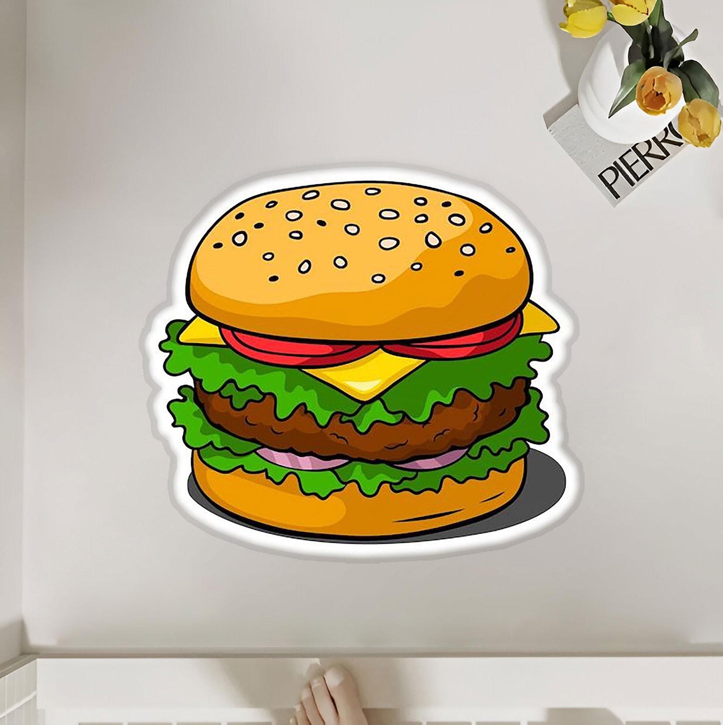 Rug Stacked Style: The Playful Burger Statement Rug for the Ultimate Food Lover's Space Polyester Rug