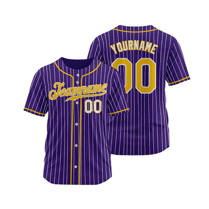 Custom Pinstripe Baseball Jersey, Personalized Team Name Number Logo, Blue Gold Shirt for Men Women Youth Kids, Baseball Softball Gift