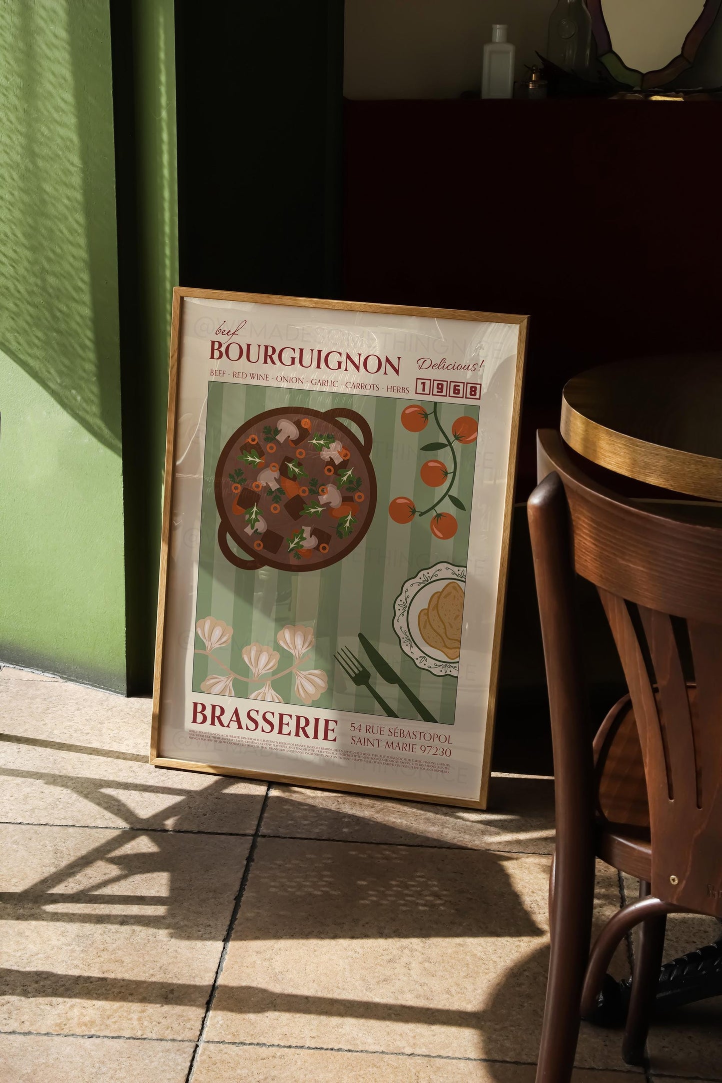 Beef Bourguignon Poster, Kitchen Art, Kitchen Poster, Kitchen Print, Food Print, Modern Kitchen Decor, Retro Poster, Coffee Poster