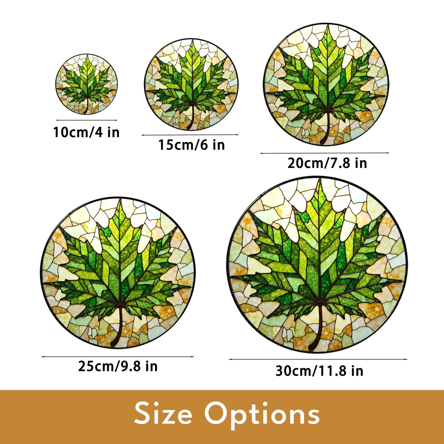 Maple Leaf Green Glass Panel Nature Inspired Suncatcher Gift for Garden Window Lovers