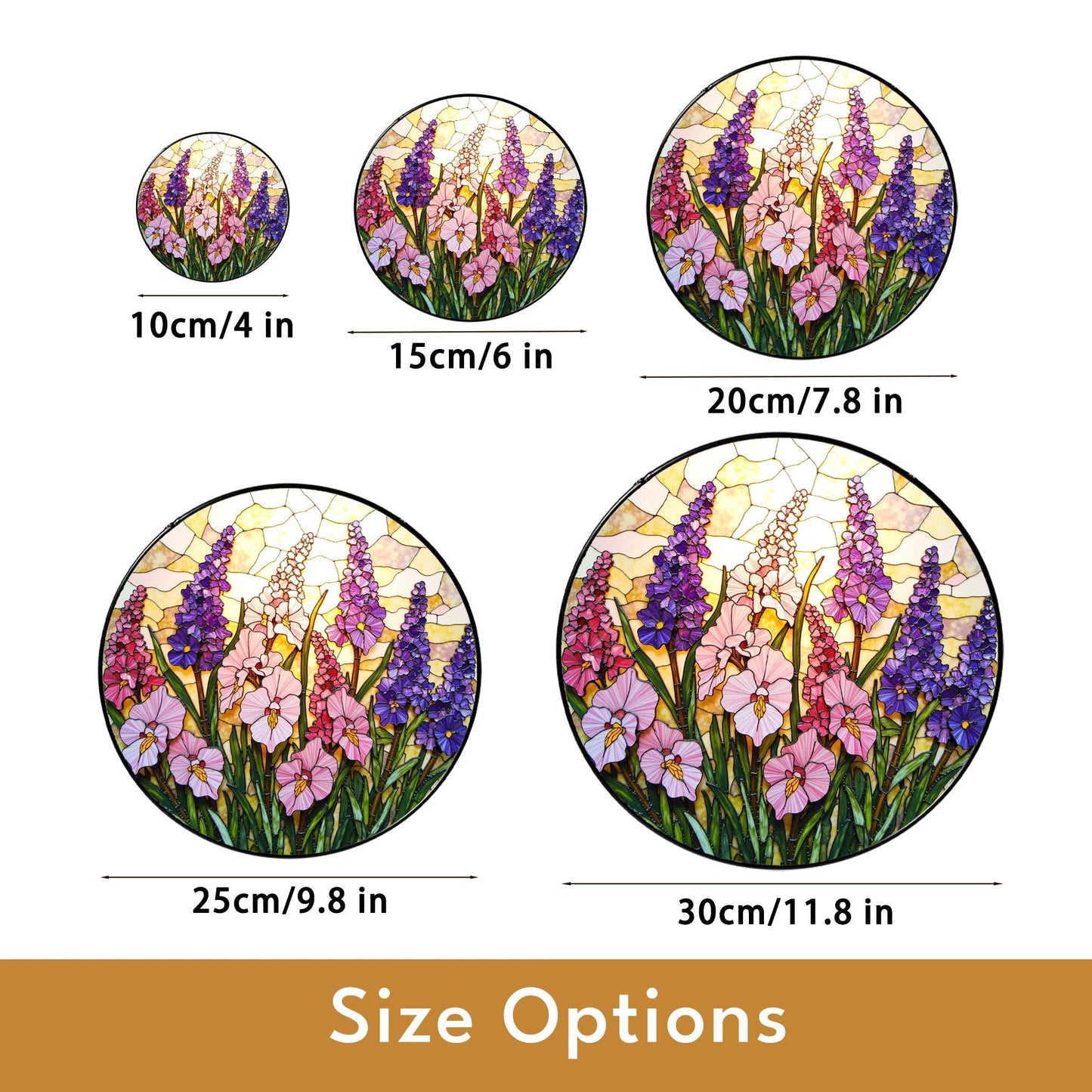 Pink Purple Wildflowers Stained Glass Suncatcher Floral Window Hanging Gift for Garden Lovers