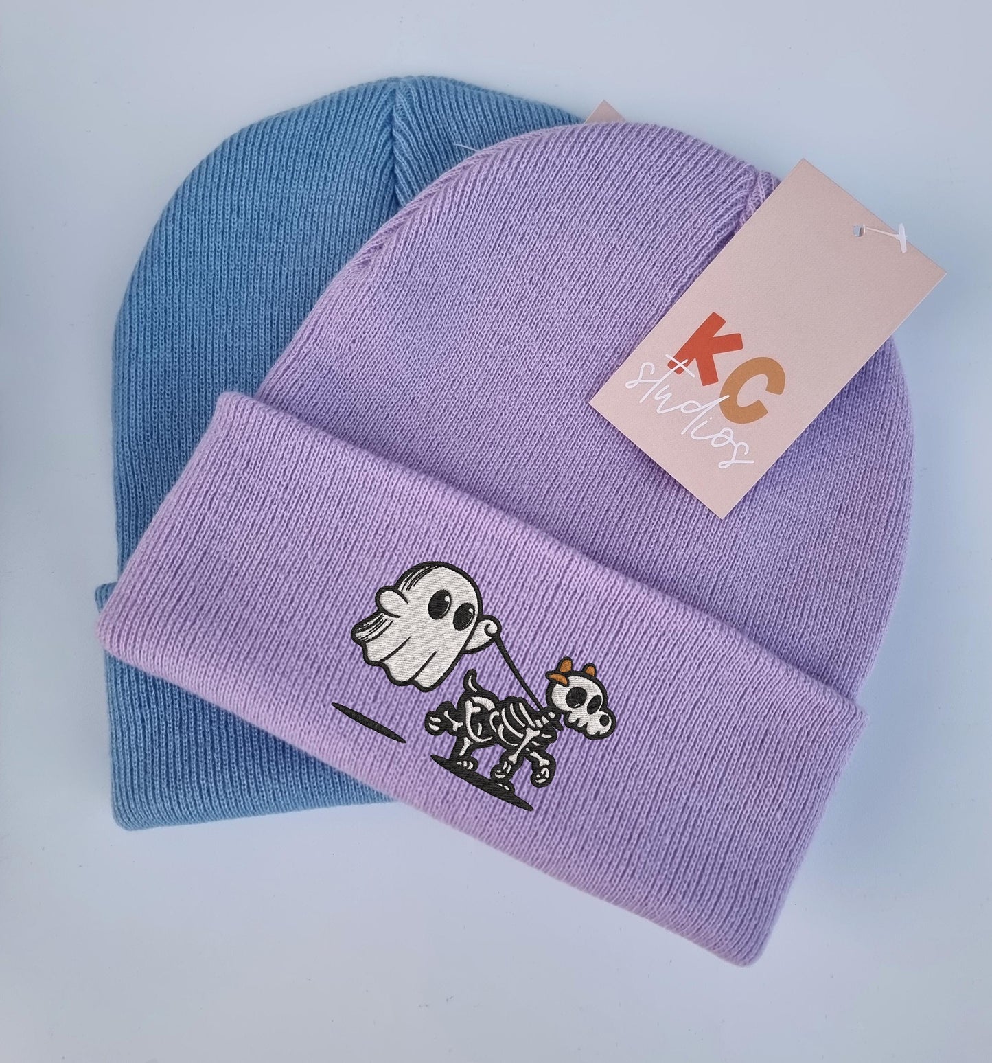 Cute Ghost Walking Dog Embroidered Beanie - Free Delivery - More Colours - Embroidery - Cute Puppy Dog Breed Spooky Walker