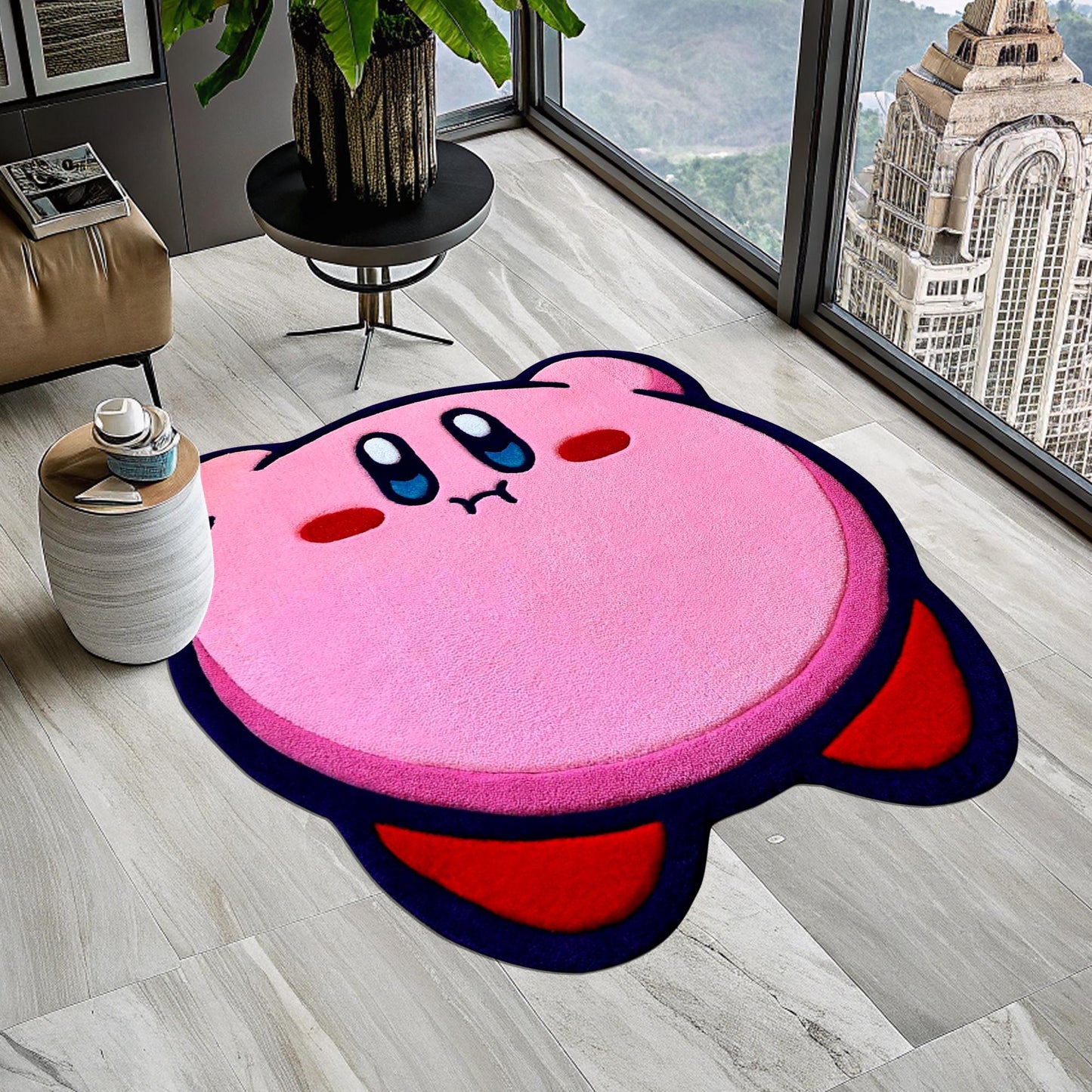 Kirby Game Rug, Cute Rug, Pink Rug, Kirby Rug, Gift for Daughter, Video Game Characters, Kids Room Rug, Area Rug, Tufted Look Printed Rug