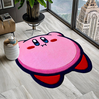 Kirby Game Rug, Cute Rug, Pink Rug, Kirby Rug, Gift for Daughter, Video Game Characters, Kids Room Rug, Area Rug, Tufted Look Printed Rug