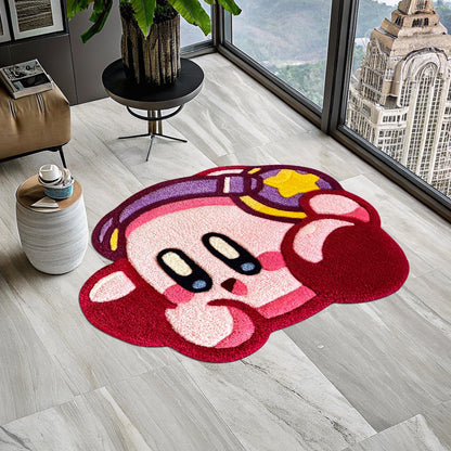 Kirby Game Rug, Cute Rug, Pink Rug, Kirby Rug, Gift for Daughter, Video Game Characters, Kids Room Rug, Area Rug, Tufted Look Printed Rug