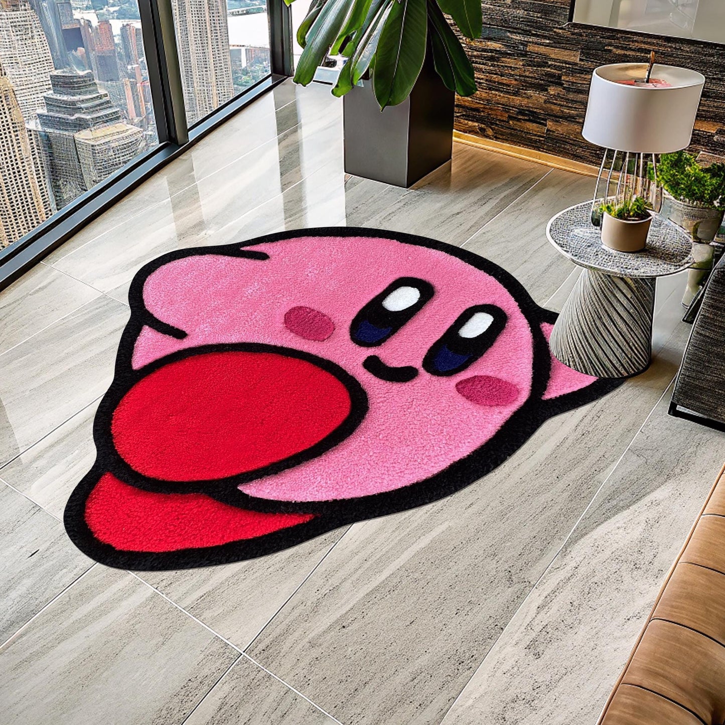 Kirby Rug, Cute Rug, Gift for Daughter, Video Game Characters, Kirby Game Rug, Pink Rug, Kids Room Rug, Area Rug, Tufted Look Printed Rug