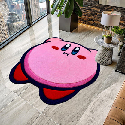 Kirby Rug, Cute Rug, Gift for Daughter, Video Game Characters, Kirby Game Rug, Pink Rug, Kids Room Rug, Area Rug, Tufted Look Printed Rug