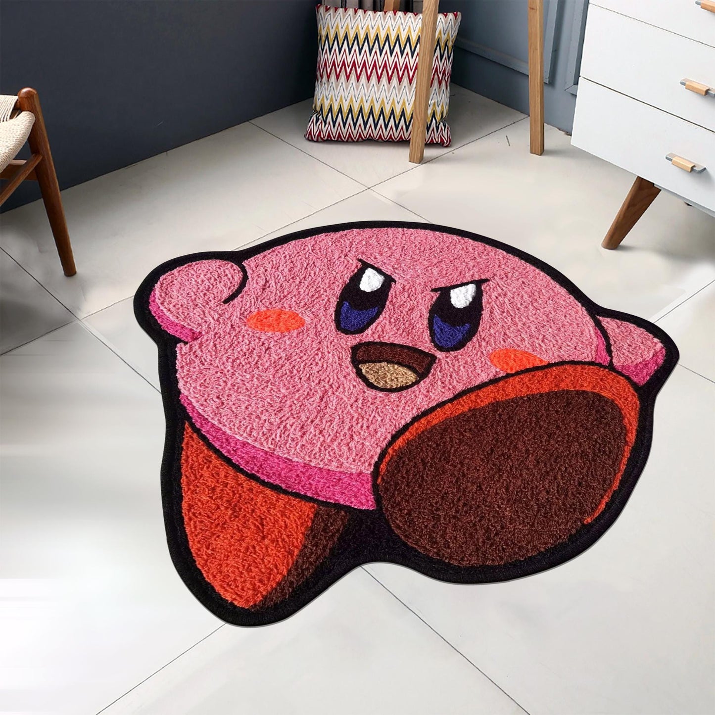 Kirby Rug, Cute Rug, Gift for Daughter, Video Game Characters, Kirby Game Rug, Pink Rug, Kids Room Rug, Area Rug, Tufted Look Printed Rug