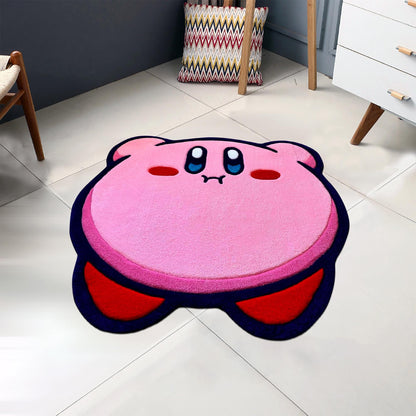 Kirby Rug, Cute Rug, Gift for Daughter, Video Game Characters, Kirby Game Rug, Pink Rug, Kids Room Rug, Area Rug, Tufted Look Printed Rug