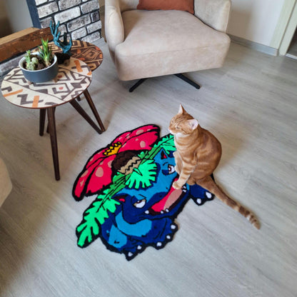 Venusaur Rug, Handmade Tufted, Wall Tufted Art, Anime Rug, Home Decor, Geek Decor, Gaming Room Rug