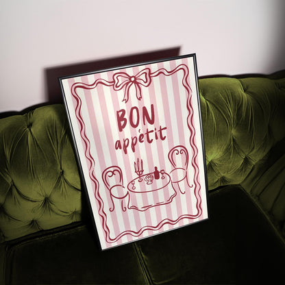 Bon Appétit Print: French Bistro Kitchen Wall Art
