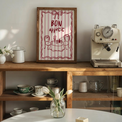 Bon Appétit Print: French Bistro Kitchen Wall Art