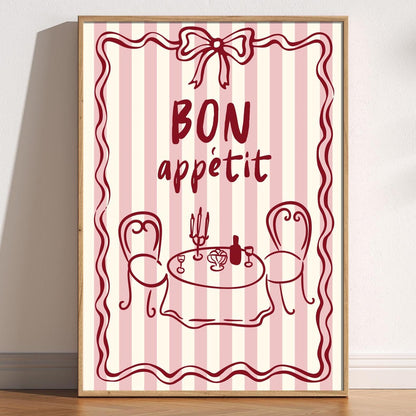 Bon Appétit Print: French Bistro Kitchen Wall Art
