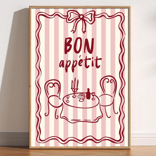 Bon Appétit Print: French Bistro Kitchen Wall Art