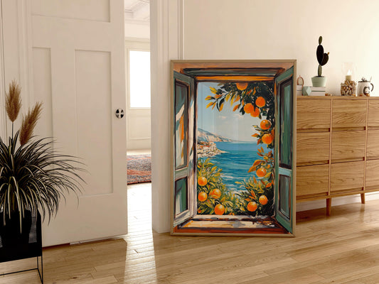 Open Window Henri Matisse Print, Henri Matisse Style Fauvism Painting, Modern Exhibition, Mediterranean Sea, Orange Tree, Coastal View Town