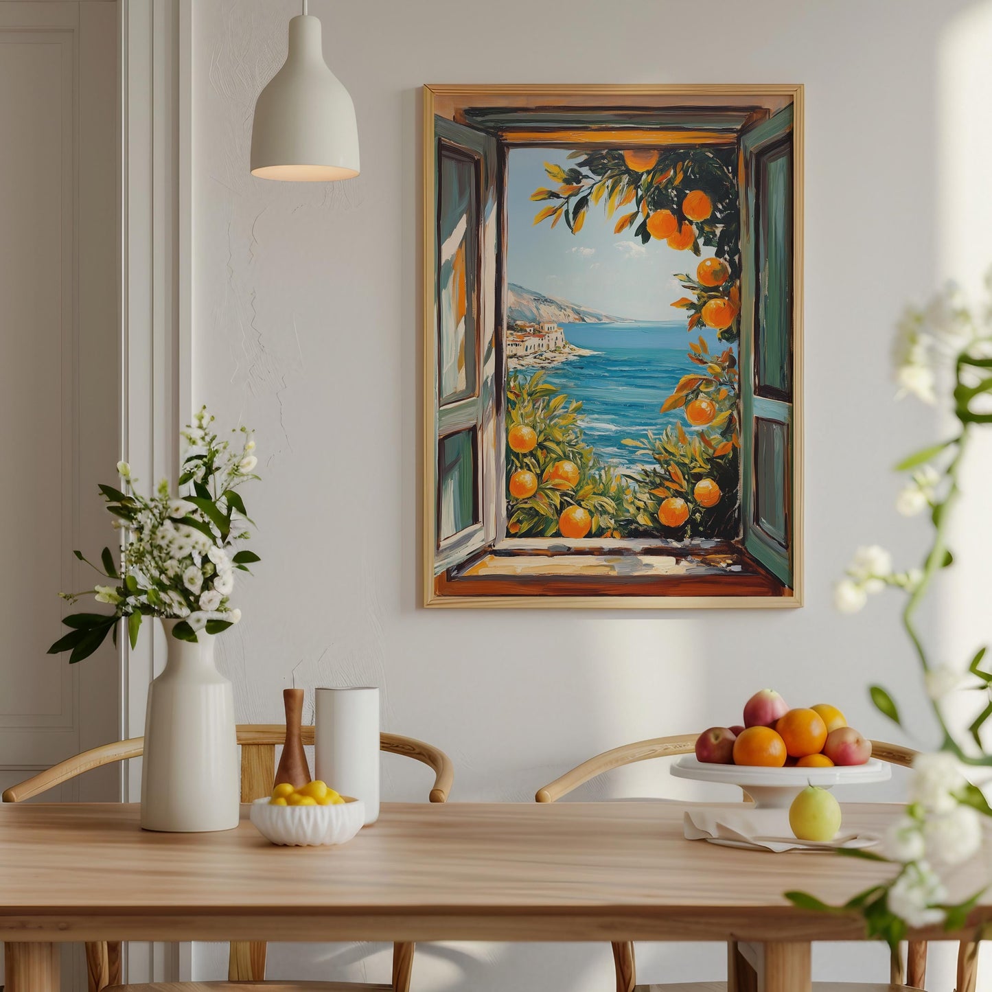 Open Window Henri Matisse Print, Henri Matisse Style Fauvism Painting, Modern Exhibition, Mediterranean Sea, Orange Tree, Coastal View Town