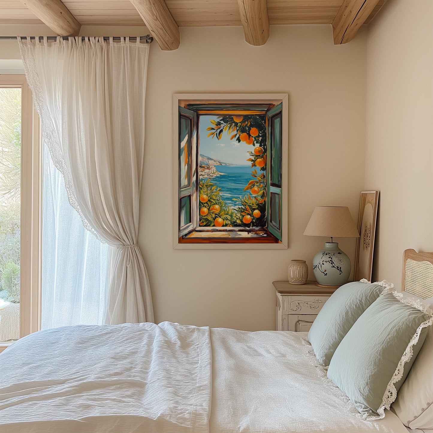 Open Window Henri Matisse Print, Henri Matisse Style Fauvism Painting, Modern Exhibition, Mediterranean Sea, Orange Tree, Coastal View Town