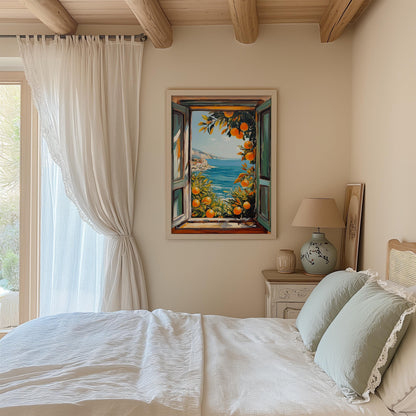 Open Window Henri Matisse Print, Henri Matisse Style Fauvism Painting, Modern Exhibition, Mediterranean Sea, Orange Tree, Coastal View Town