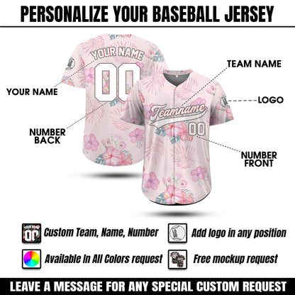 Custom Hawaiian Baseball Jersey with Team Name Number, Personalized Hawaii Floral Shirt for Men Women Youth Preschool, Bachelor Party Shirt