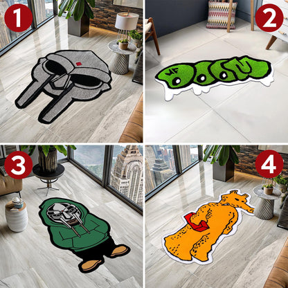 Doom Rug, Mf Doom Rug, Doctor Doom Rug, Quasimoto Rug, Quasimoto 'Lord Quas', Quasimoto Inspired Rug, Hip Hop Rug, Tufted Look Printed Rug