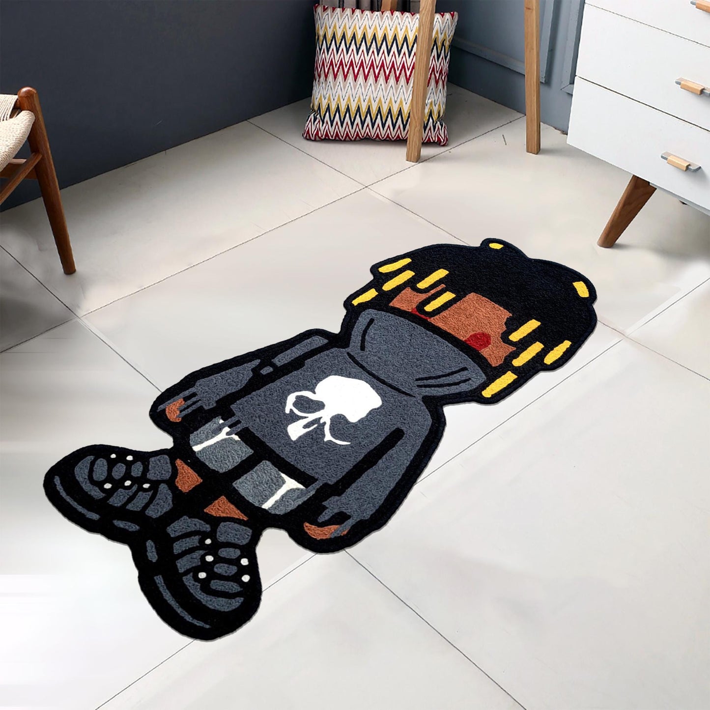 Car Rug, Classic Car Rug, Shaped Rug, Rapper Rug, Music Rug, 999 Rug, Juice Wrld 999 Rug, Juice Wrld Album Cover, Tufted Look Printed Rug