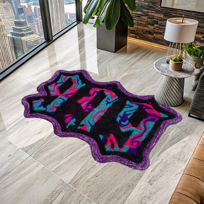 Juice Wrld 999 Rug, 999 Rug, Car Rug, Classic Car Rug, Shaped Rug, Rapper Rug, Music Rug, Juice Wrld Album Cover, Tufted Look Printed Rug