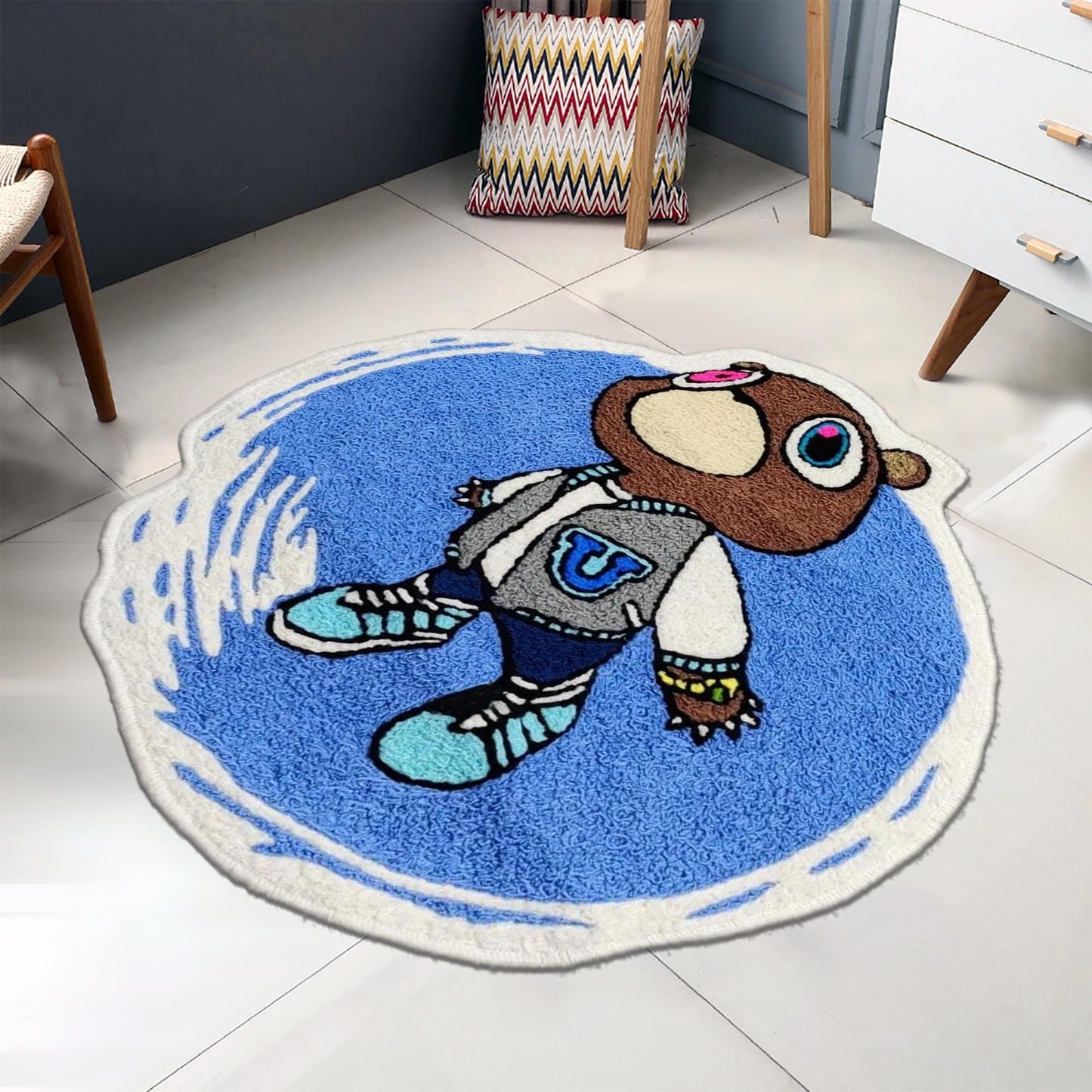 Kanye West Dropout Bear Rug, Bear Rug, Kanye West Bear Rug, Kanye West CD Rug, CD Rug, Music Album Rug, Music Decor, Tufted Look Printed Rug