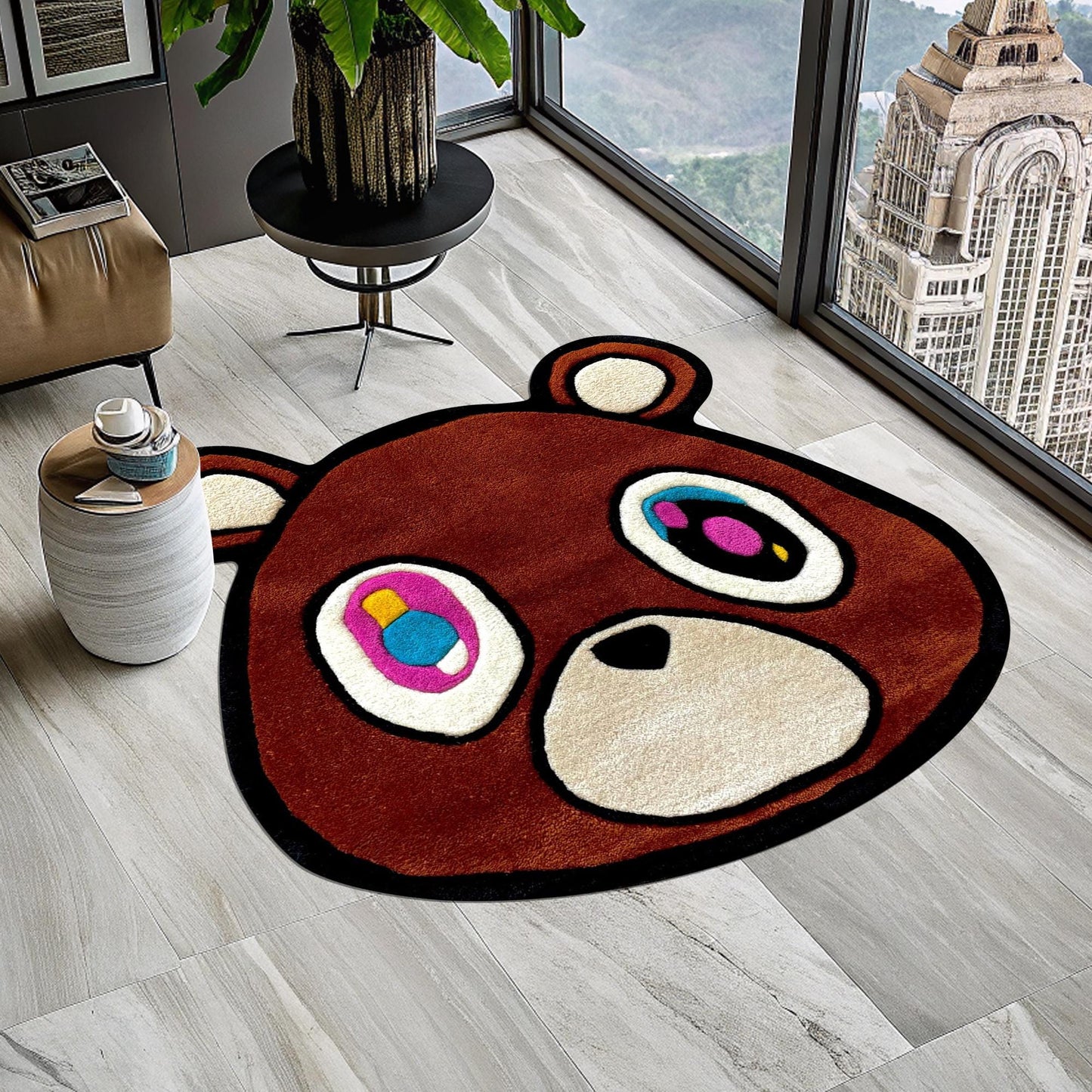 Kanye West CD Rug, CD Rug, Music Album Rug, Kanye West Bear Rug, Bear Rug, Kanye West Dropout Bear Rug, Music Decor, Tufted Look Printed Rug