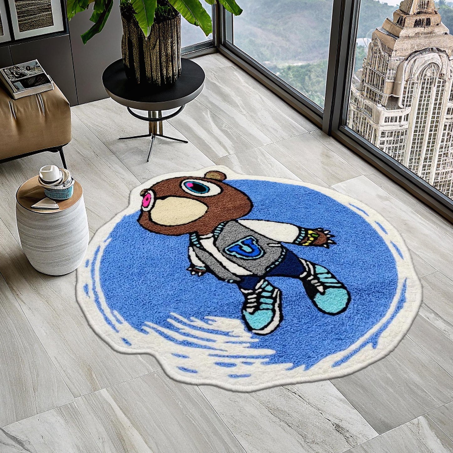Kanye West CD Rug, CD Rug, Music Album Rug, Kanye West Bear Rug, Bear Rug, Kanye West Dropout Bear Rug, Music Decor, Tufted Look Printed Rug