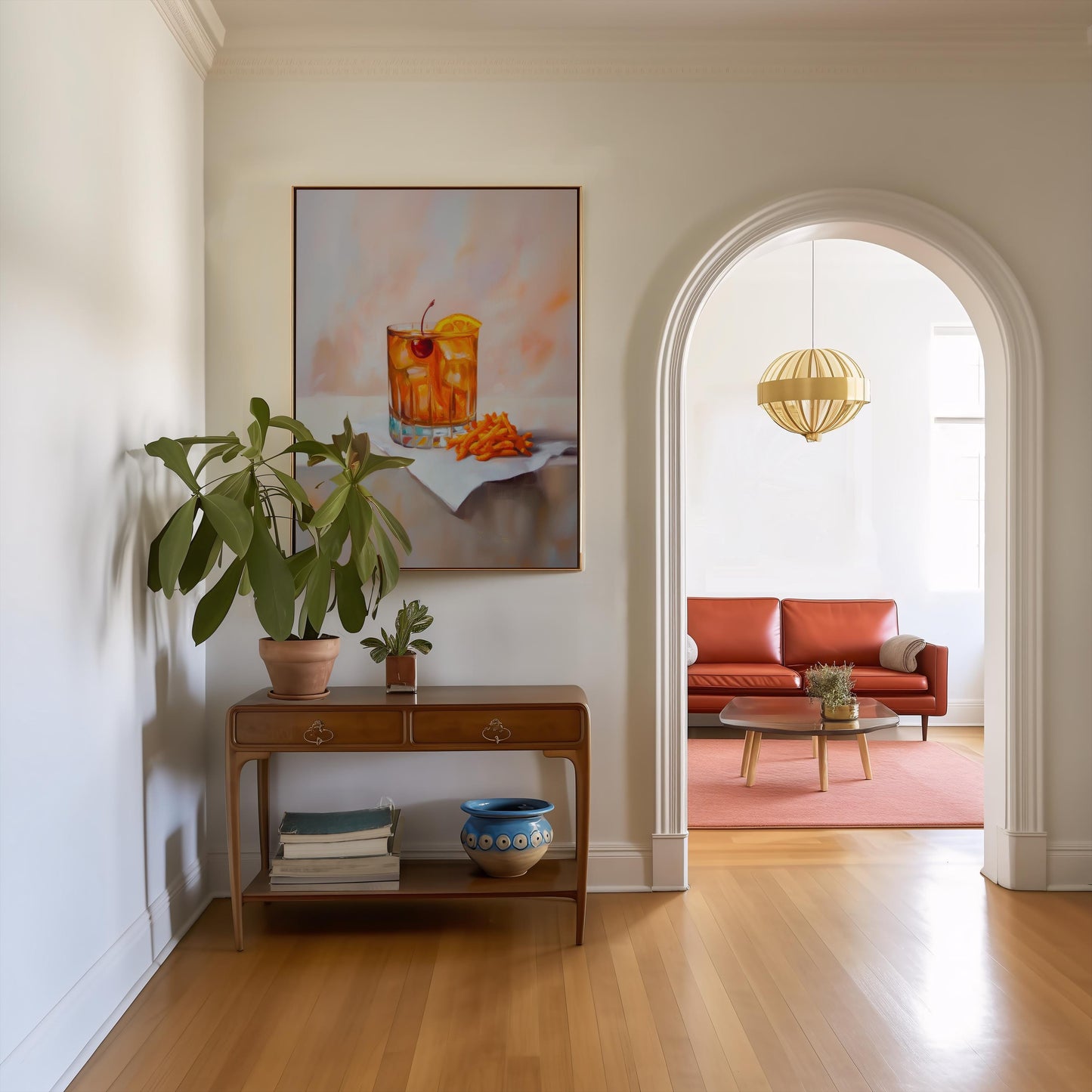 Old Fashioned Cocktail & Cheese Crunch Print: Quirky Bar Cart Wall Art