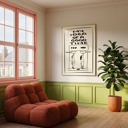 Funny Coffee Art Print: Espresso Machine, Retro Kitchen Decor