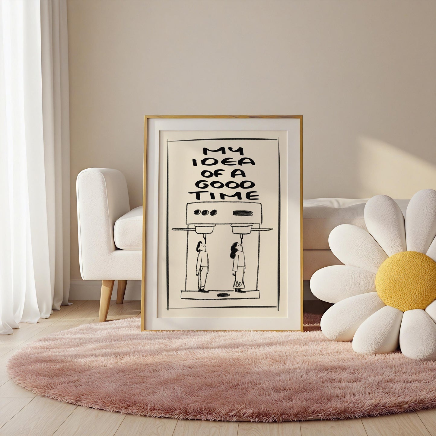 Funny Coffee Art Print: Espresso Machine, Retro Kitchen Decor