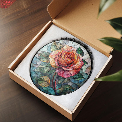 Rose Bouquet Stained Glass Suncatcher, Style Wall and Window Decoration, Special Gifts for Women, Rose Flowers Gifts, June Birthday Gift