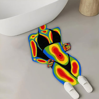 Bold & Chic Abstract Silhouette Rug -Edgy- Statement Piece Floor Covering for Stylish Homes