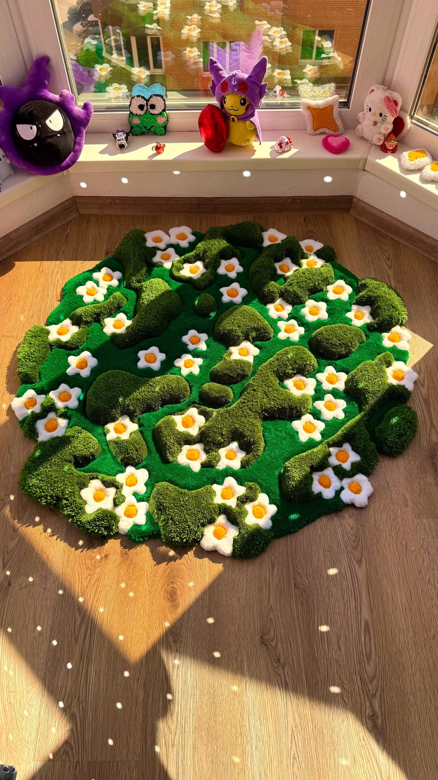 Handmade tufted 3D rug – floral meadow design, soft and cozy carpet that looks like a blooming lawn, perfect for home decor
