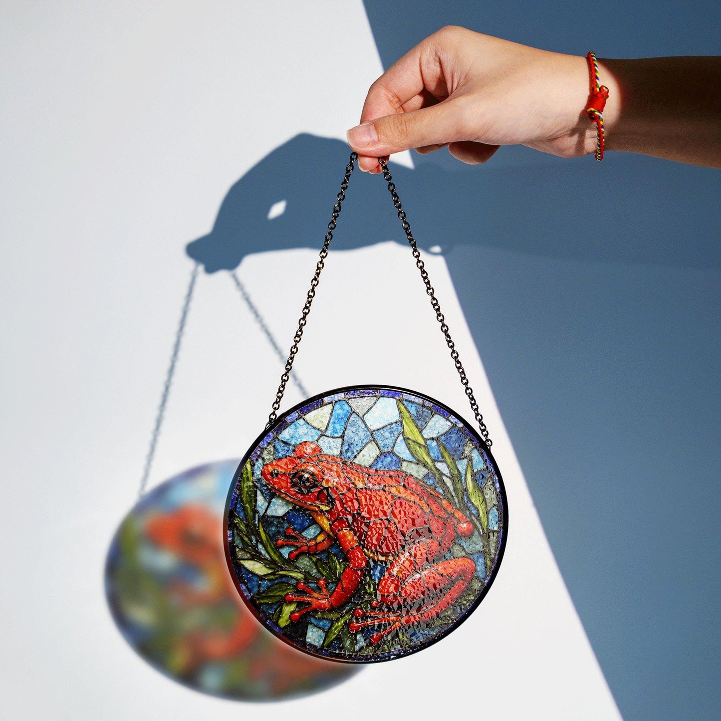 Red Frog Stained Glass Jungle Animal Suncatcher Forest Window Decor Gift for Nature Lover