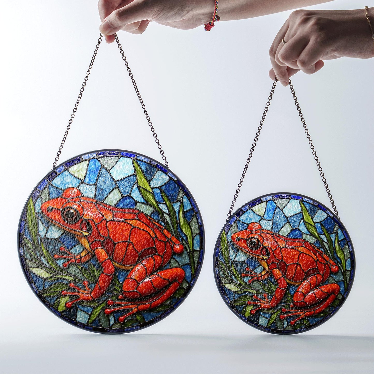 Red Frog Stained Glass Jungle Animal Suncatcher Forest Window Decor Gift for Nature Lover