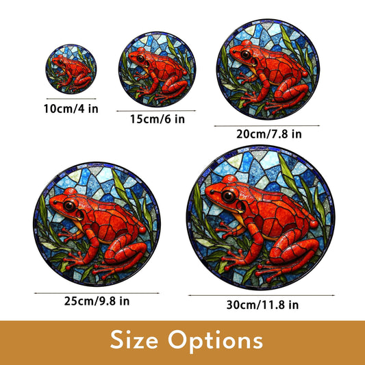 Red Frog Stained Glass Jungle Animal Suncatcher Forest Window Decor Gift for Nature Lover