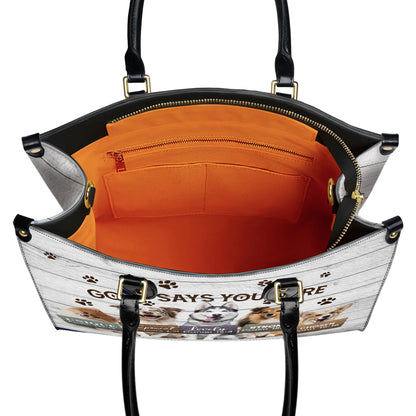 Personalized Leather Handbag Custom Name, Christian Gift, Gifts for Women, God Says You Are Dog Design, Inspirational Bible Verses