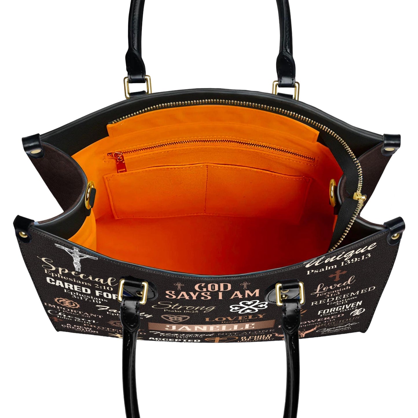 God Says I Am Handbag, Personalized Christian Affirmations Tote, Custom Name Bible Verse Purse, Identity In Christ Gift for Women