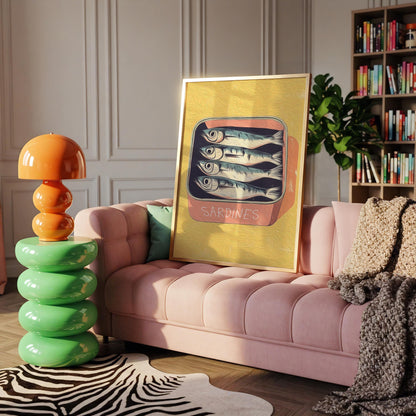 Retro Sardine Tin Print: Quirky Kitchen Wall Art