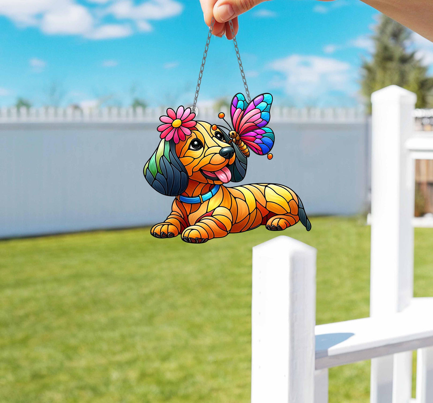 Mother's day gift set 2025, Dachshund and Butterfly ACRYLIC Window Hanging, Dachshund Lover Decor, Dachshund Mom Gift,Gift For Dachshund Mom