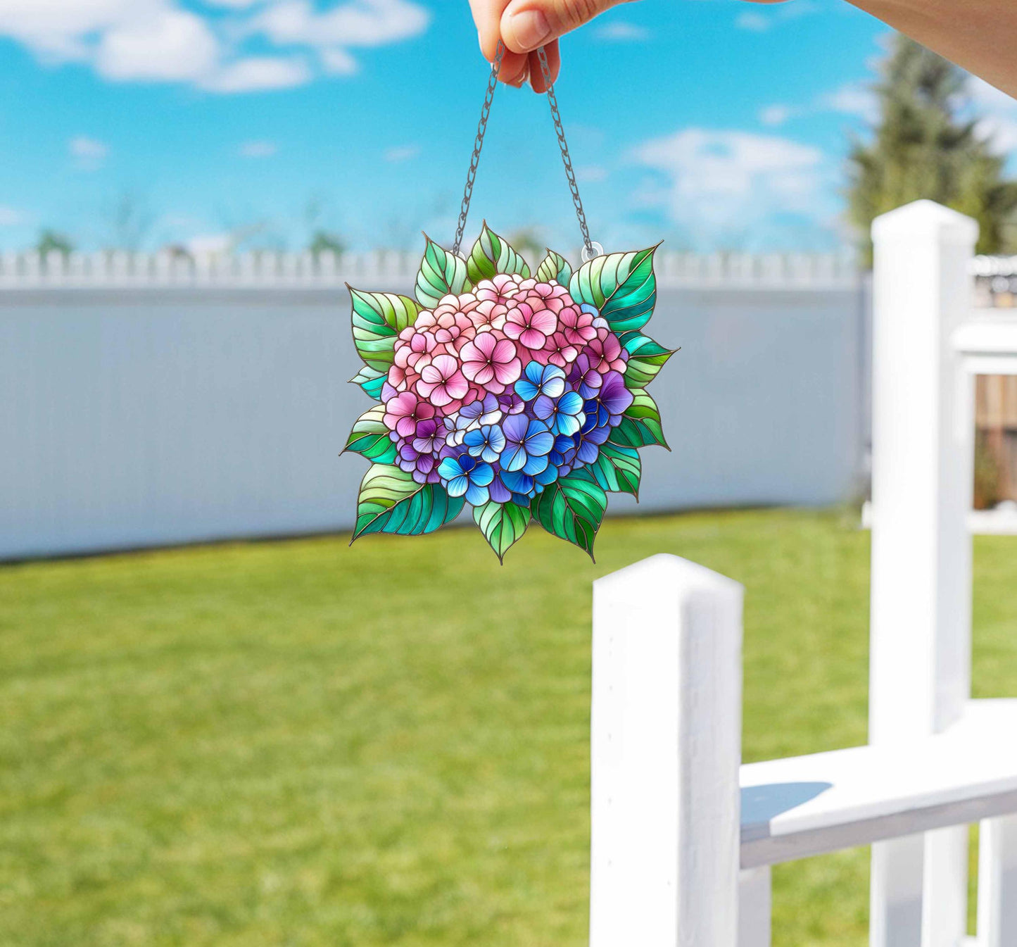 Purple Blue Flower Suncatcher Hydrangea. Acrylic Hydrangea Home Decor Panel Pendant Garden Window Wall Hangings. Mothers day gift, Mom gift