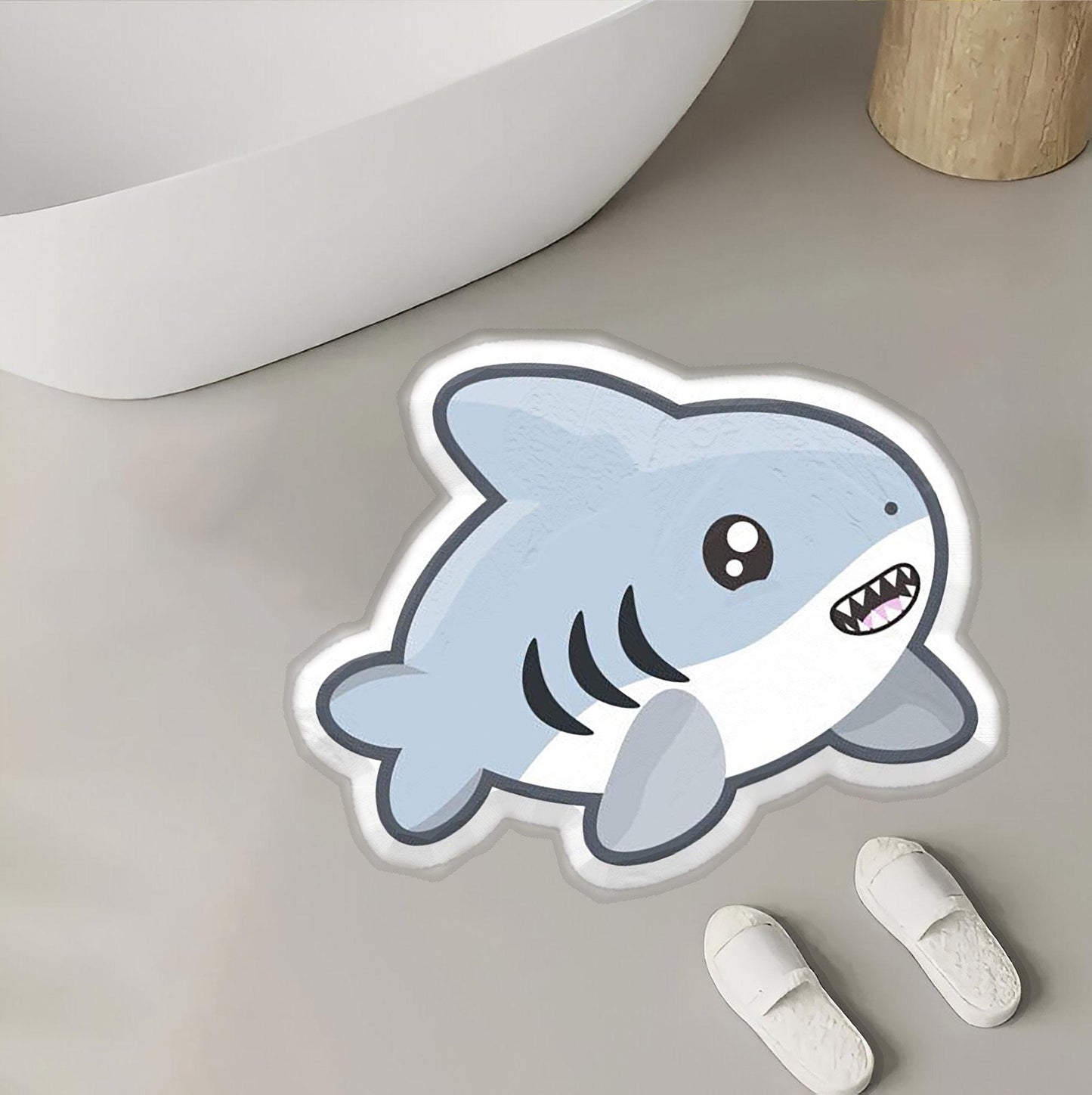 Charming Cartoon Shark Floor Rug: A Playful and Whimsical Addition to Brighten Up Your Home Decor Polyester Rug