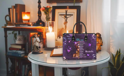 Personalized Leather Handbag Custom Name, Christian Gift, Gifts for Women, You Are Beautiful Victorious Bag, African American Woman Design