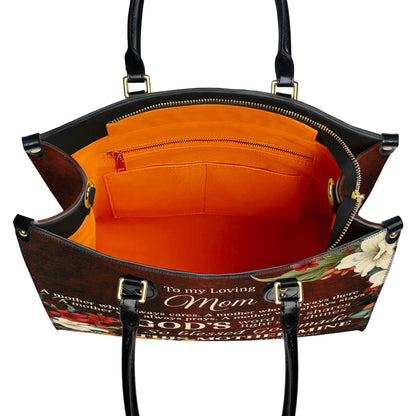 Personalized Leather Handbag Custom Name, Christian Gift, Gifts for Women, To My Loving Mom Bag, God’s Word and Floral Design