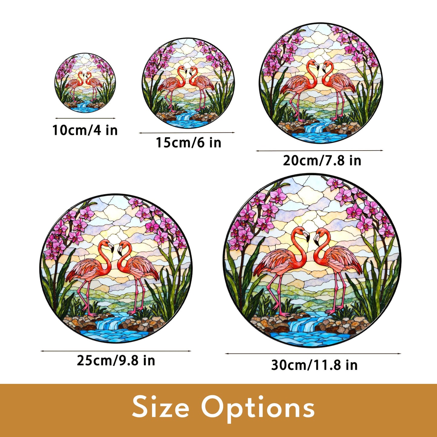 Flamingo River Scene Glass Suncatcher Window Decor Gift for Bird Lovers