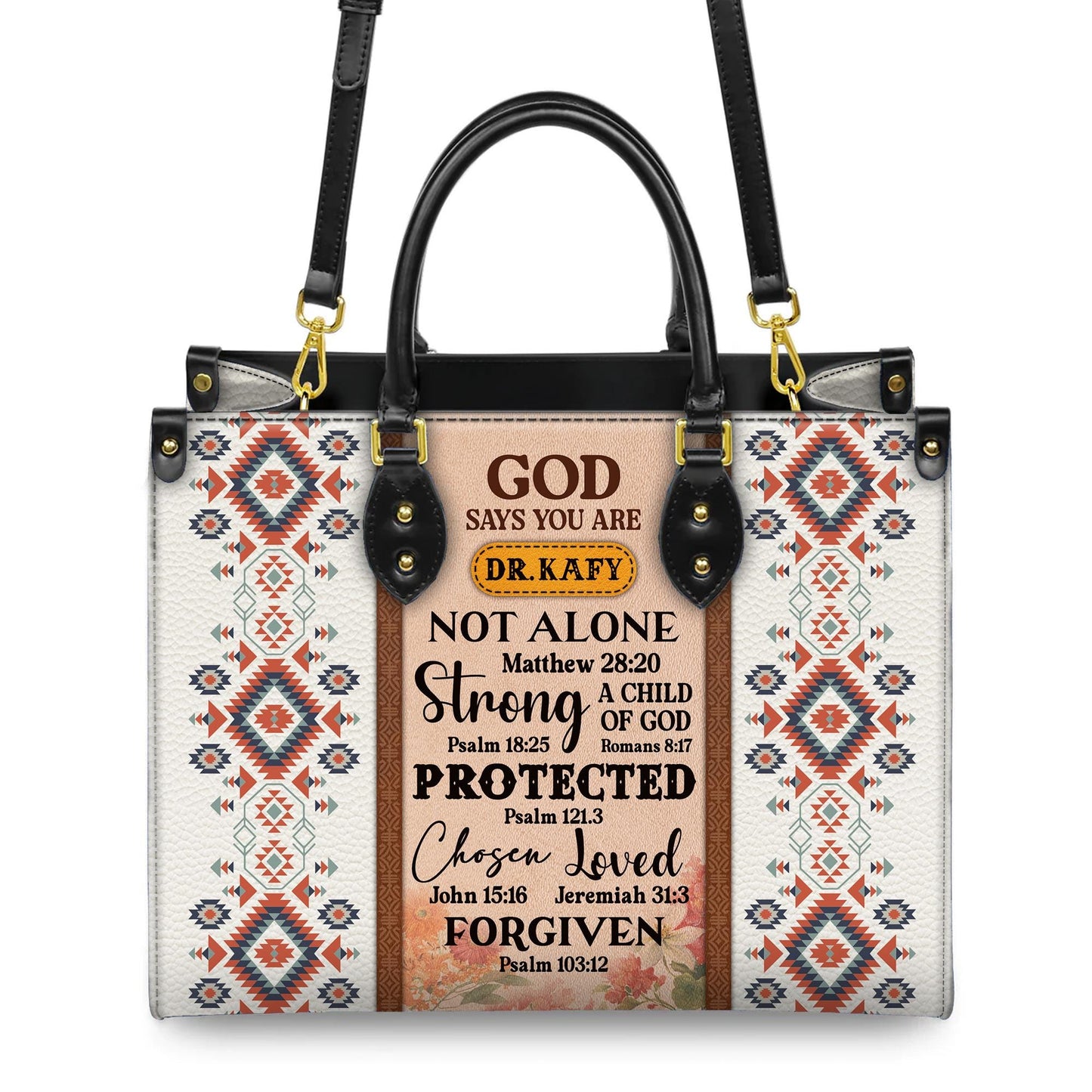 Personalized Leather Handbag Custom Name, Christian Gift, Gifts for Women, God Says You Are Bag, Tribal & Inspirational Design